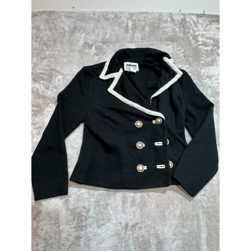 Lois Snyder Dani Max Jacket Womens Size 6 Black Gold Pearl Button Knit Vintage